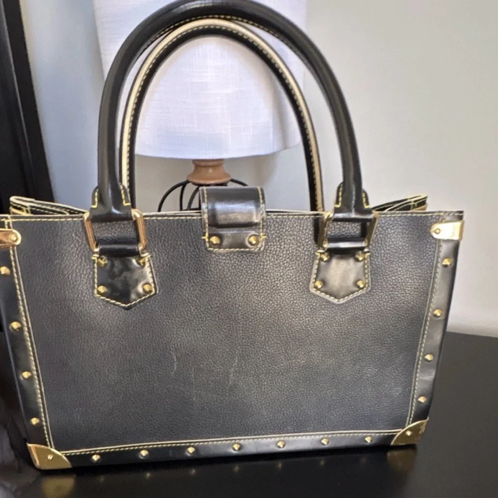 Louis Vuitton Black Leather Satchel with Gold Hardware - Picture 4 of 15